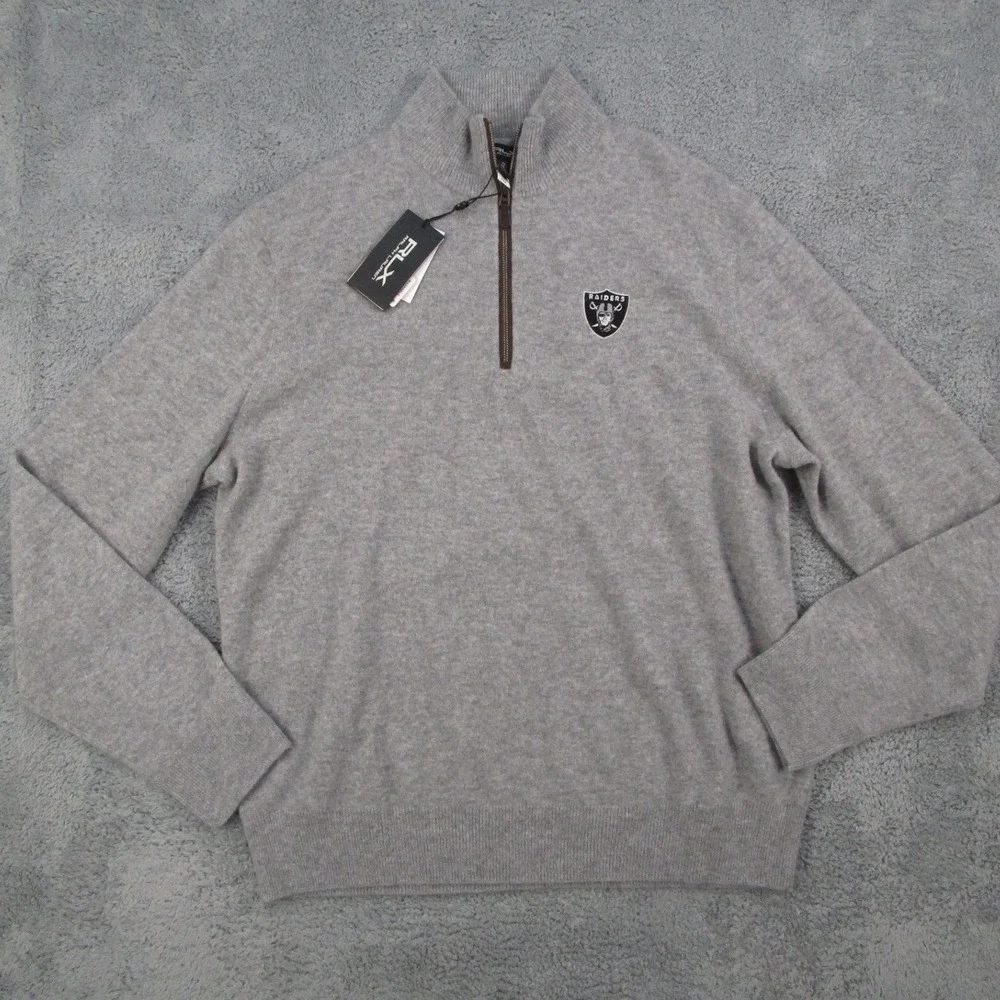 RLX Ralph Lauren Cashmere Raiders Quarter Zip Sweater Grey XL 785A54526005